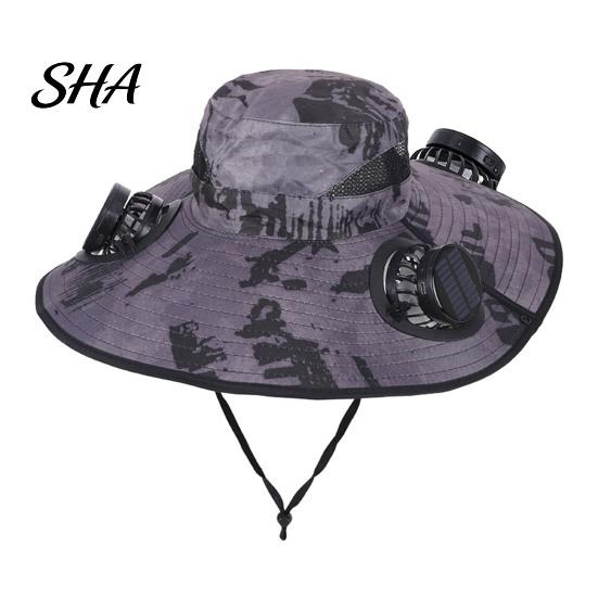 Solar Powered Sun Hat with Detachable Fan Design, 4 Fans UPF 50+ Bucket Hat, UV Protection Adjustable Fit Outdoor Cooling Built-in Panels And