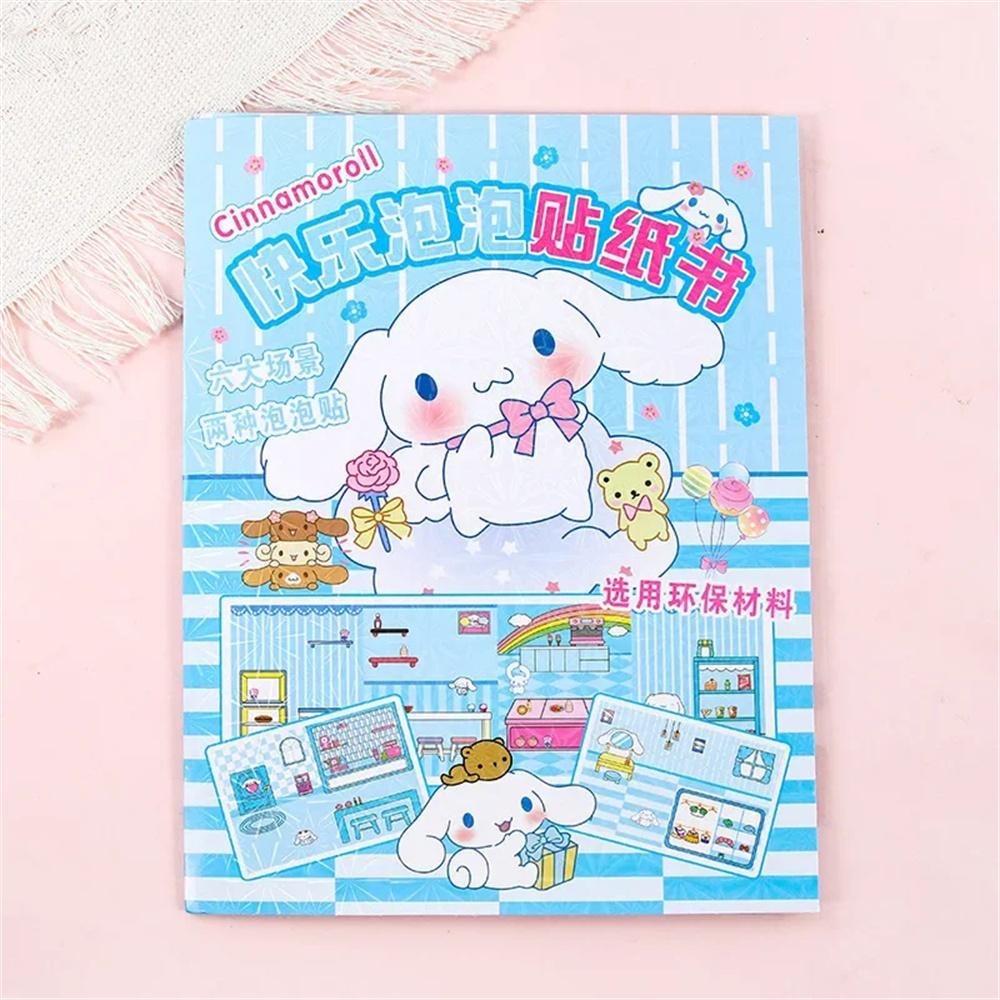 Sanrio Тихая книга Пузырь Хелло Китти Синнаморолл Куроми Моя Мелоди Почакко Мультяшная игрушка Книжка с наклейками-пейзажами Игрушки