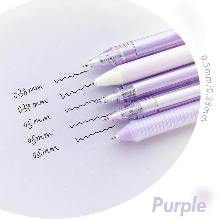 5 шт./кор. Ins Aesthetic Blush Gradient Color Gel Pen Kawaii Girls Stationery 0,5+0,38 мм Black Ink Quick-dr Test Note Writing Pen
