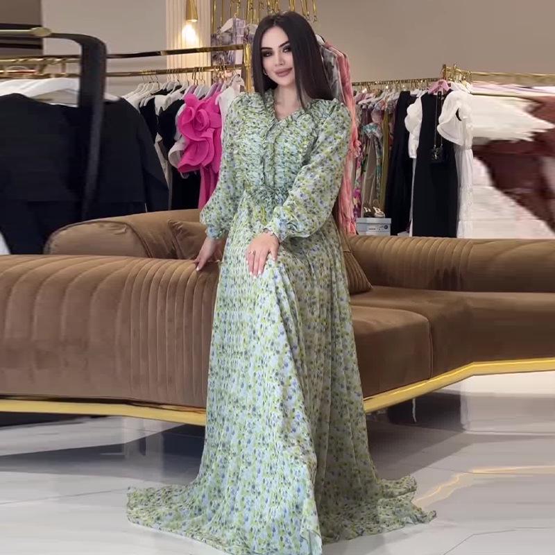 2024 Autumn Women's Elegant Long Sleeve Floral Casual Dress