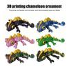 3D Printed Chameleon Figurine Movable Eyes Mini Lizard Figure Articulated Animal Model