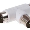 2Pc 2 Way Tv T Splitter Aerial Coaxial Cable Male To 2 Female Connectors Adapter
