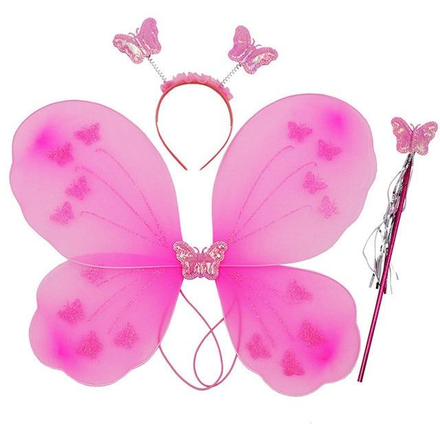 Kids Butterfly Wings Accessories Pink Magic Wand Crown Party Role Play Carnival Children's Day