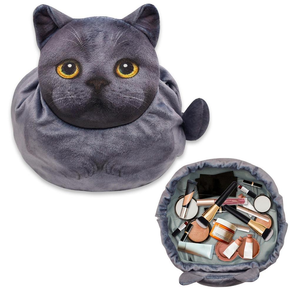 New Cat Shaped Drawstring Makeup Bag Drawstring Portable Cat Makeup Bag Waterproof Cosmetic Pouch Bag Travel Use