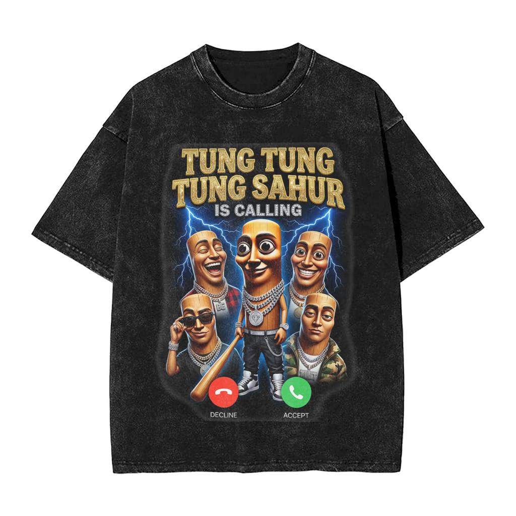 Mens Tung Tung Sahur Skeleton Halloween Is Calling Viral Dance T Shirts Tees Summer Short Sleeve T Shirt O Neck Casual Tshirt