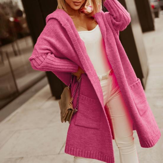 Женский осенне-зимний свитер с капюшоном, кардиган с буквенным принтом и открытым передом, с длинными рукавами, вязаное пальто, уличная одежда