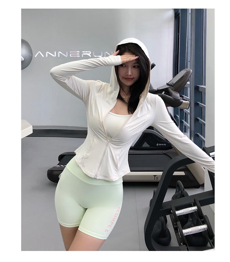 Женская утягивающая куртка для йоги с капюшоном – эластичный кардиган на молнии для бега и фитнеса