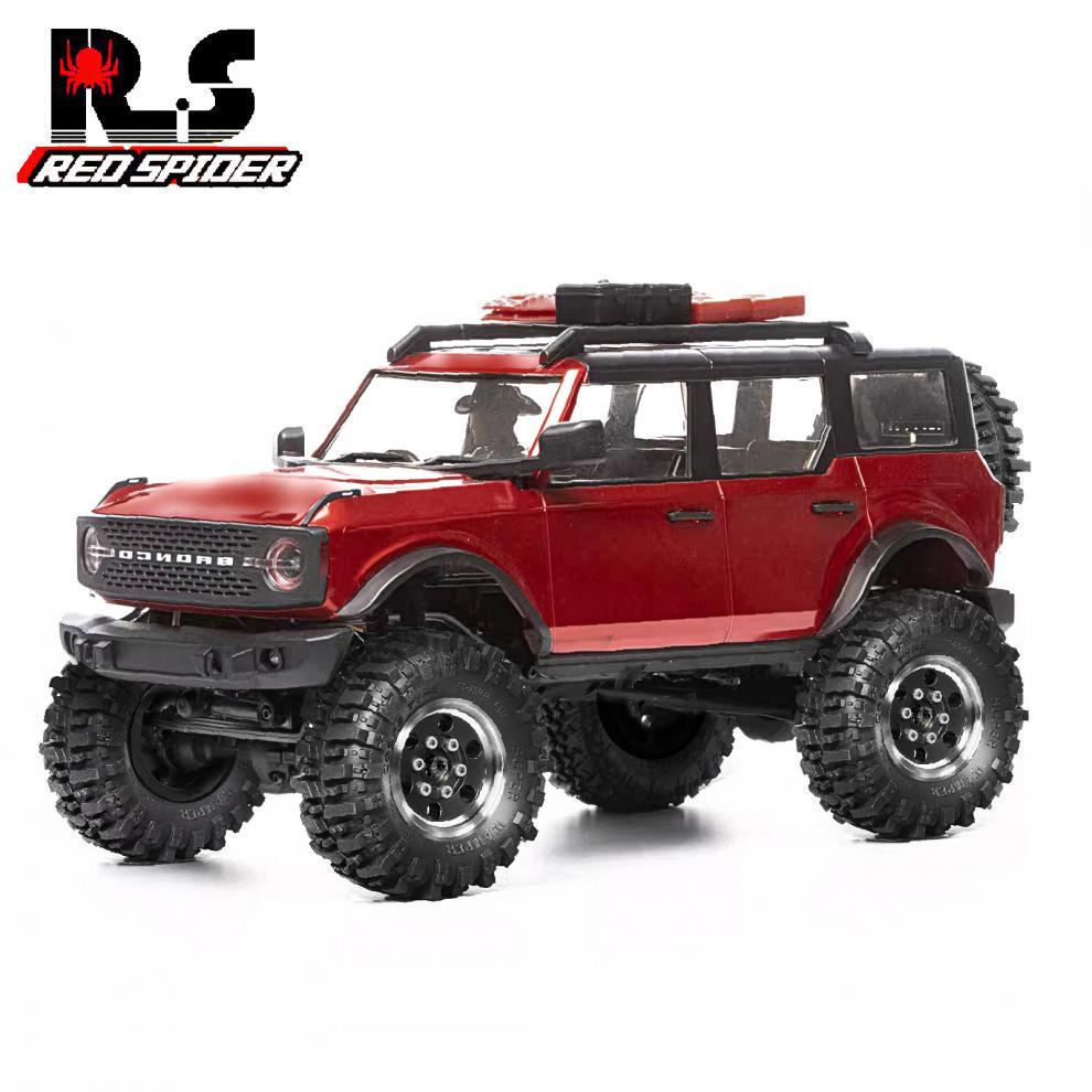 1/24 Scale Crawler Model: Red/Black/Silver Oval Metal Wheels with 1.0-Inch Flame Tires