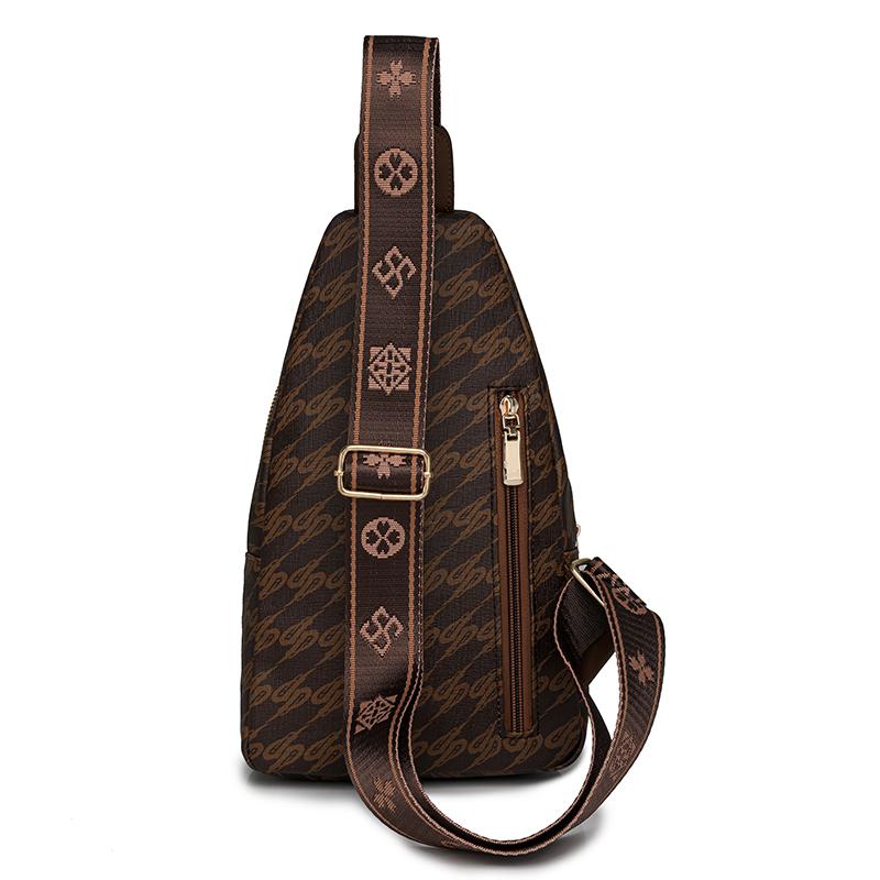 Print Chest Bag Women's Shoulder Bag Multi-Functional Soft Leather Crossbody Bag