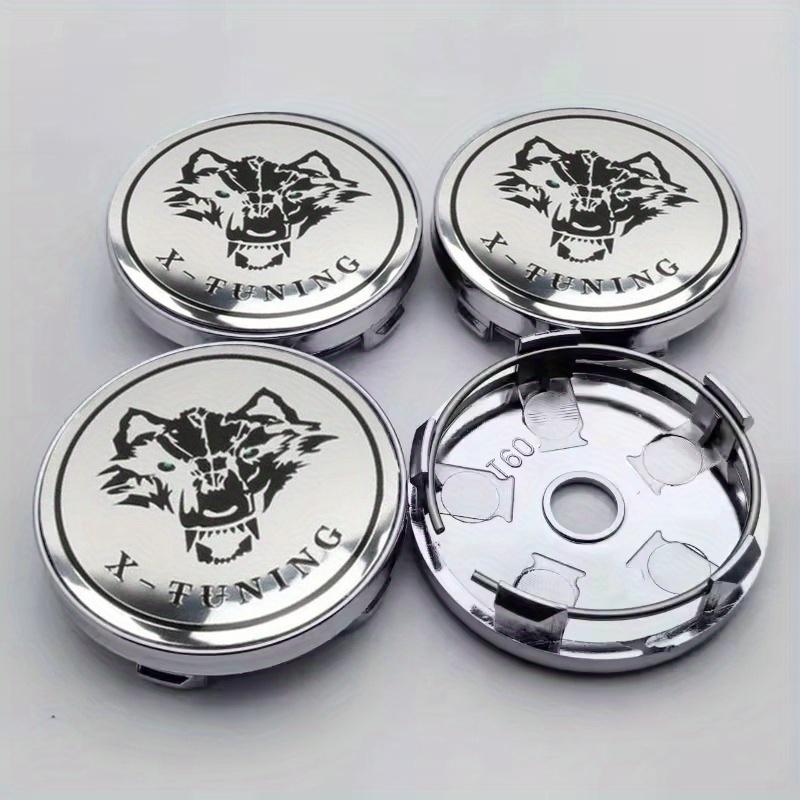 Four 60Mm/2.36-Inch Wolf Head Badges Modified for Car Wheel Center Caps, Suitable for Various Vehicle Models