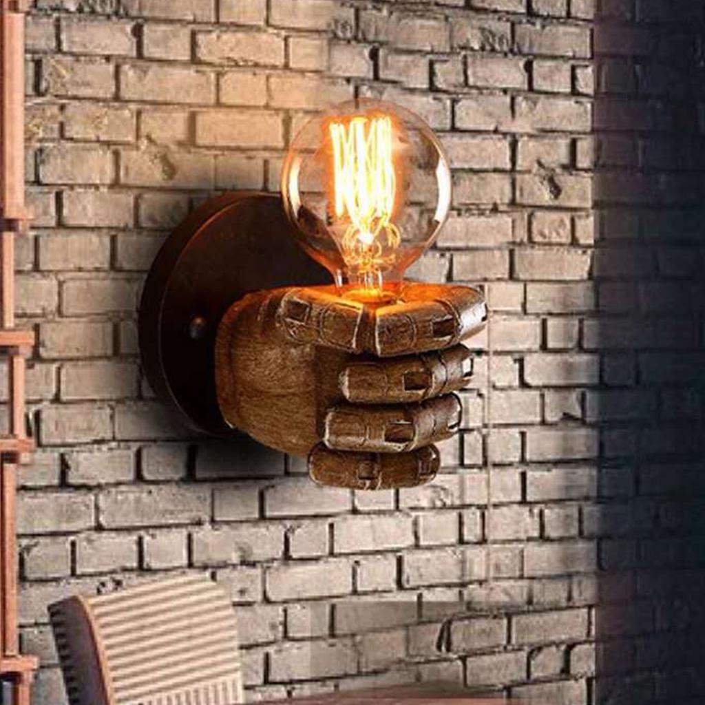 Retro Resin Fist Wall Lamp, Cross-border European Style Bar, Restaurant, Caf É Decoration Wall Lamp, Left And Right Hand Wall Lamp