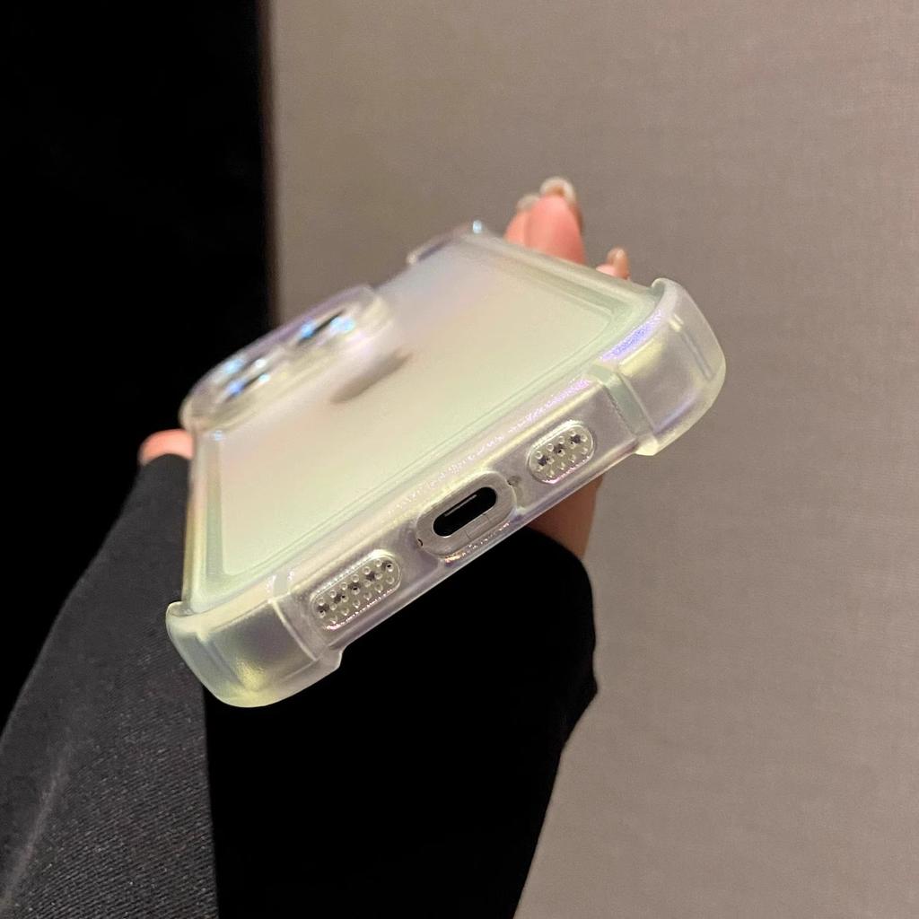 Luxury Laser Rainbow Transparent Matte Phone Case For iPhone 16 Pro Max 15 14 13 12 11 Plus Soft Shockproof Bumper Cases Cover