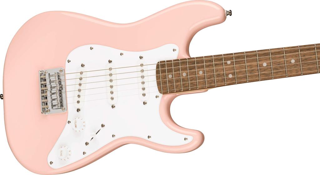 Электрогитара Squier Mini Laurel Shell Pink с мягким футляром Stratocaster®, накладкой грифа,