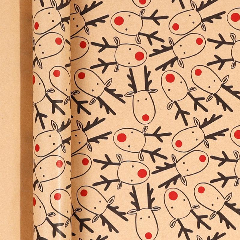 Рождественская упаковочная бумага Каваи Милый Олень Упаковочная бумага Крафт-бумага Рождественские сувениры для вечеринки Украшение Подарки ручной работы