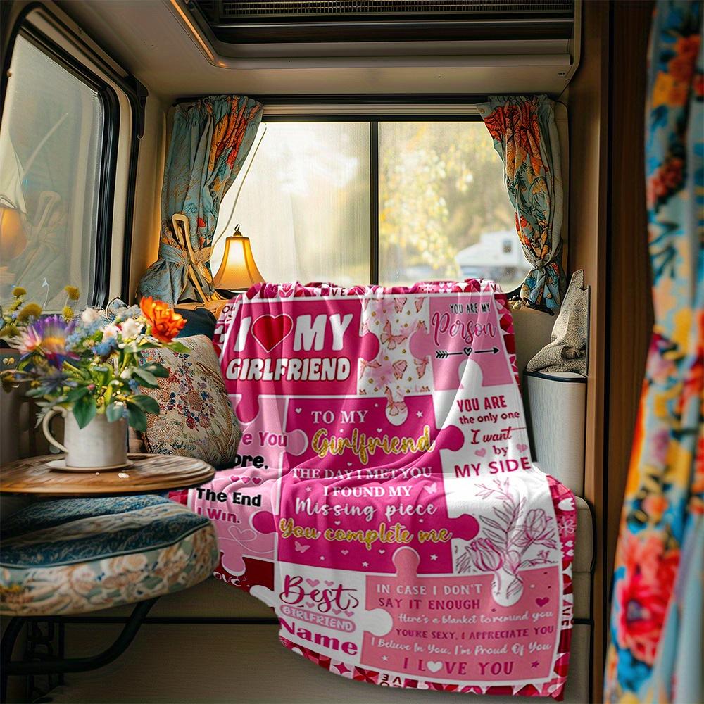 Personalized Blanket With Romantic Messages For Girlfriend Soft Comfortable Stylish Blanket Car Blanket Perfect For Travel Camping Outdoor Home