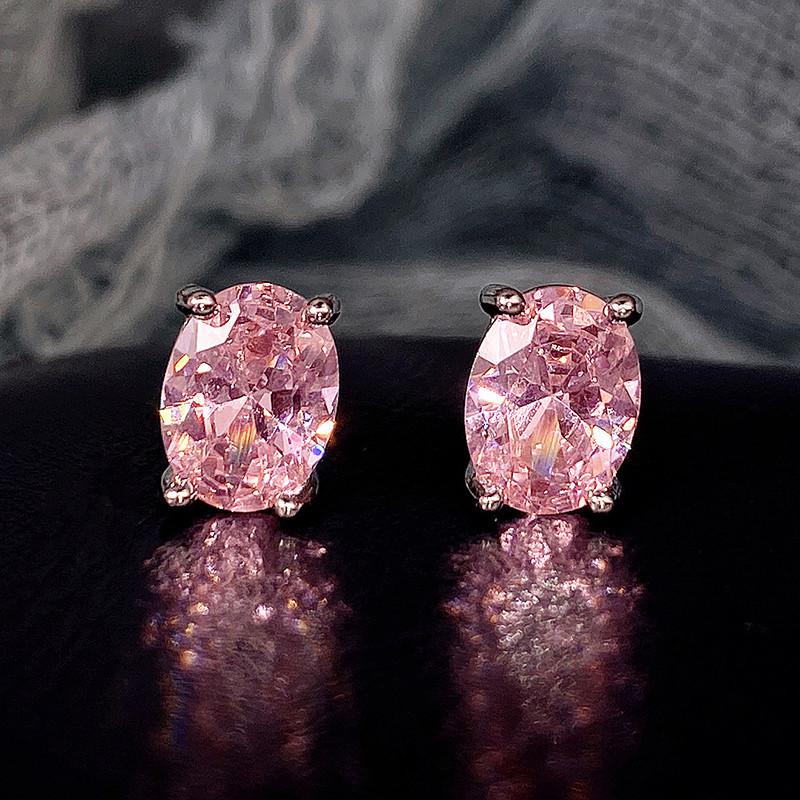 Trendy and Simple Four Claw Oval White Zircon Earrings, Classic and Versatile, Small and Compact Women's Zircon and Accessories