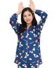 Usahana Shirt Powder Long Long Top and Bottom Room Loungewear [SAZAC] Pajamas, Stretch, Women's, Sleeves, Pants, Set, Wear, (Navy/M/SAN1914)