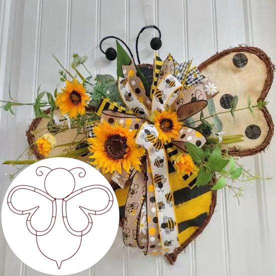 Bee Wreath 14 Inch Bee Shape Garland Wire Wreath Frame for Home