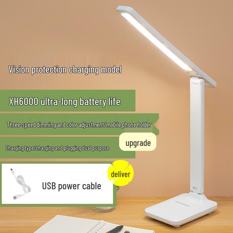 Складная USB-светодиодная настольная лампа - Светодиодный светильник для чтения с защитой глаз для студентов, прикроватный, для общежития и атмосферный ночник для спальни.