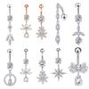 Zircon Belly Button Ring For Women Girls Stainless Steel Navel Belly Button Rings Sexy Body Jewelry Piercing