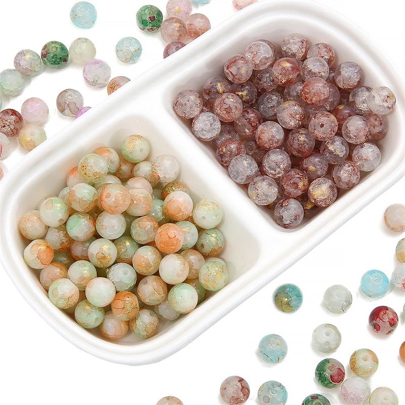 20 шт. 10 мм Необычные хрустальные стеклянные круглые бусины с потрескиванием для браслета и ожерелья DIY аксессуары для изготовления ювелирных изделий