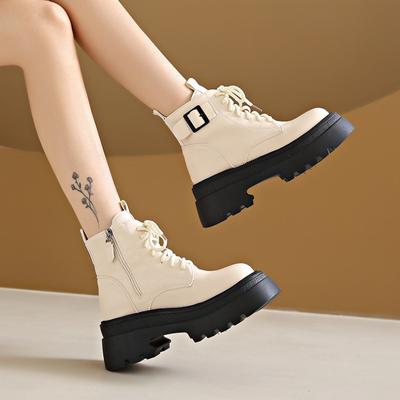 Женские новые модные кожаные ботинки на платформе