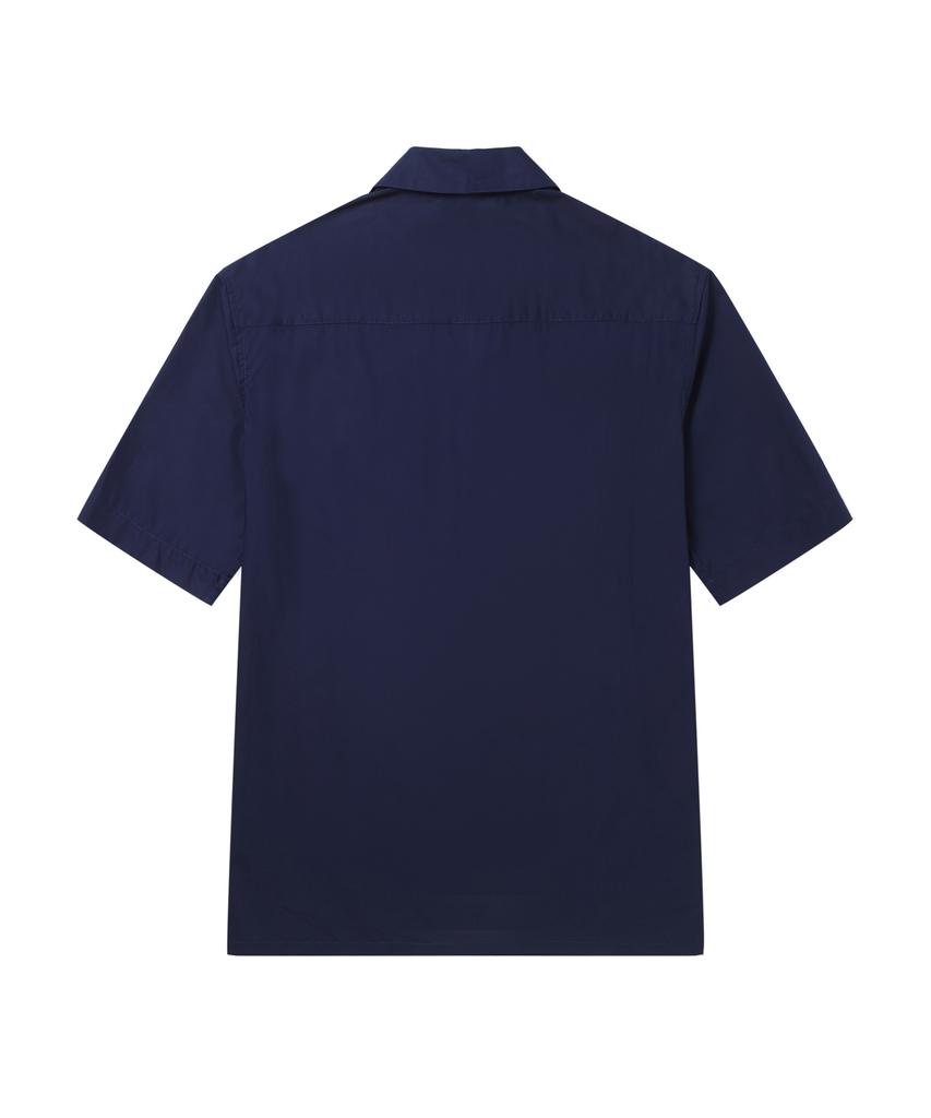 SOLEW Cotton Oversized Short Sleeve Shirt_Navy
