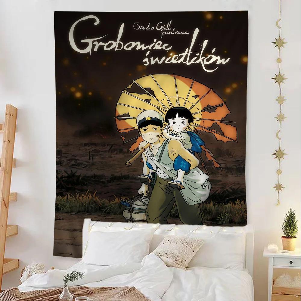 GGrave of the FFireflies Anime Tapestry Hanging Tarot Hippie Wall Rugs Dorm Home Decor
