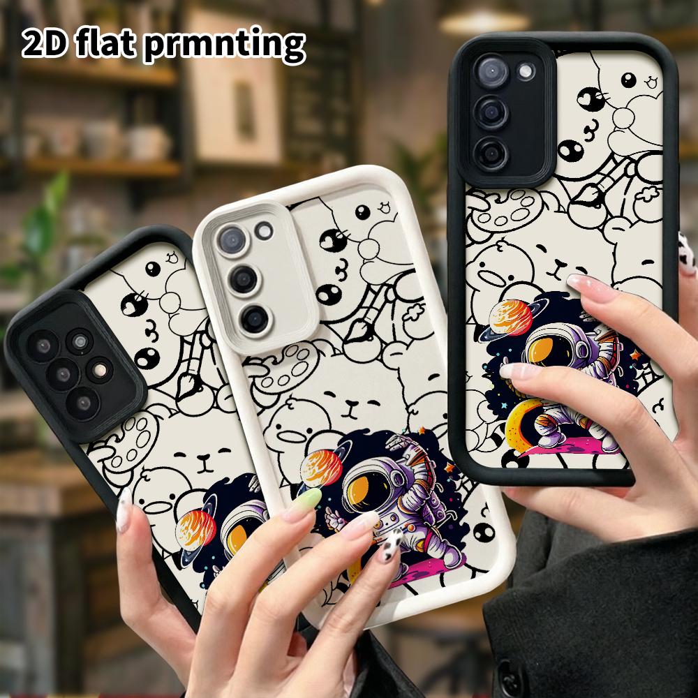 Phone case: 2D flat, suitable for Samsung Galaxy A34 A35 M05 M06 S20 S22 S21 FE Plus 5G protective case, skateboard astronaut, perfect Christmas and H