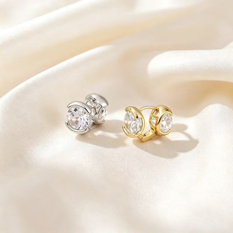 Full Diamond Ball Earrings, Shiny Zircon Ball Earrings, Women's Exquisite Versatile Flash Diamond Earrings.
