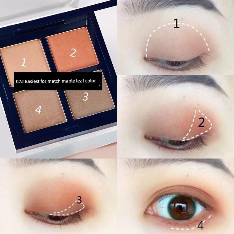 Four-Color Eyeshadow Palette Matte Pearlescent Glitter Earth-Tone Makeup Official Flagship Store Genuine Product