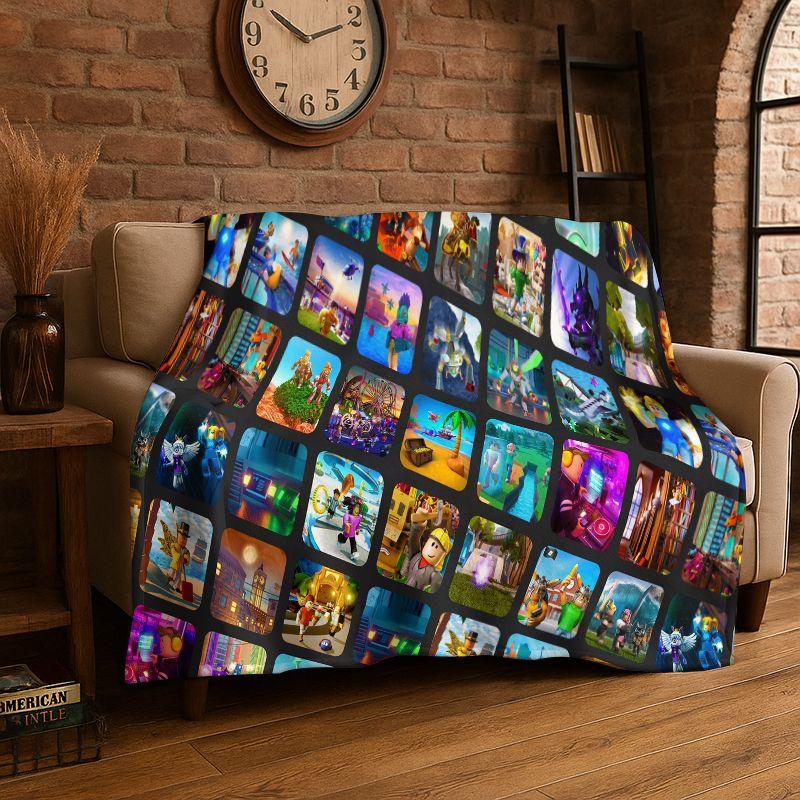 Classic Cartoon R-Robloxs Game Soft Flannel Throw Blanket,Cozy Blanket for Bed,Couch,Sofa,Bedroom,Living Room,Travel,Picnic