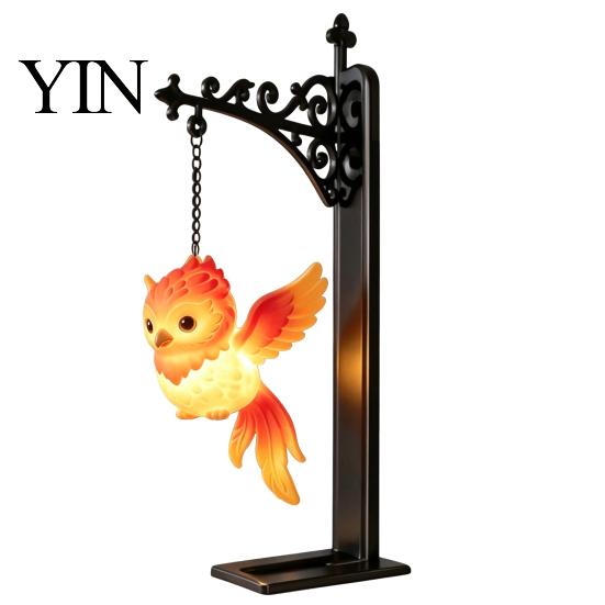 Room Decoration for Bedroom Metal Magic Owl Hanging Bookend Lamp, Resin Animal LED Night Light, Whimsical Gift Children Deer Bird Decor Light