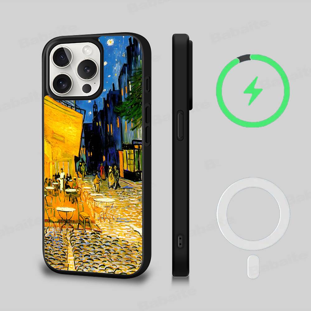 Масляная живопись Ван Гога Чехол для IPhone 17 16 15 Pro Max 14 Plus 13 12 11 Для Magesafe Магнитная Беспроводная Зарядка Обложка