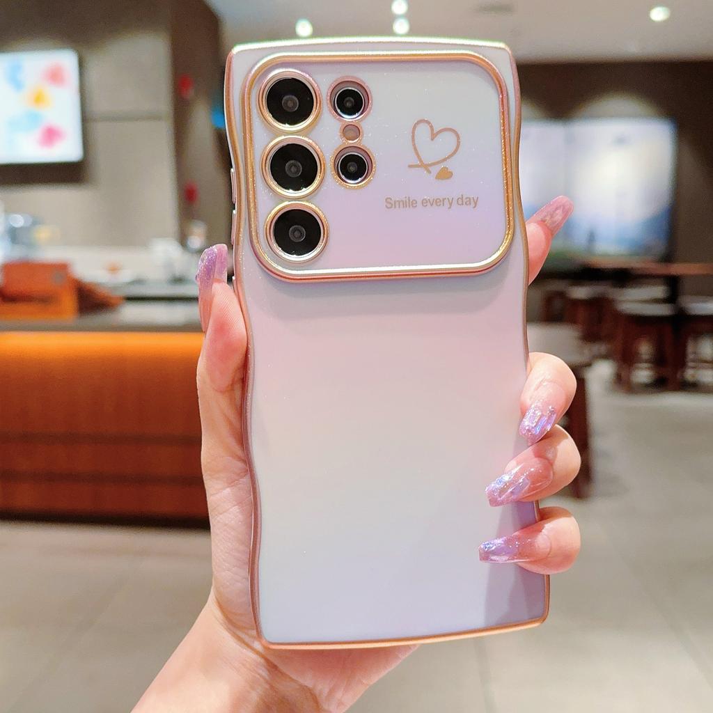 Красочные шелковые волны подходят для чехла для мобильного телефона Samsung S25 Ultra S24FE Гальванизированный защитный чехол с сердечками