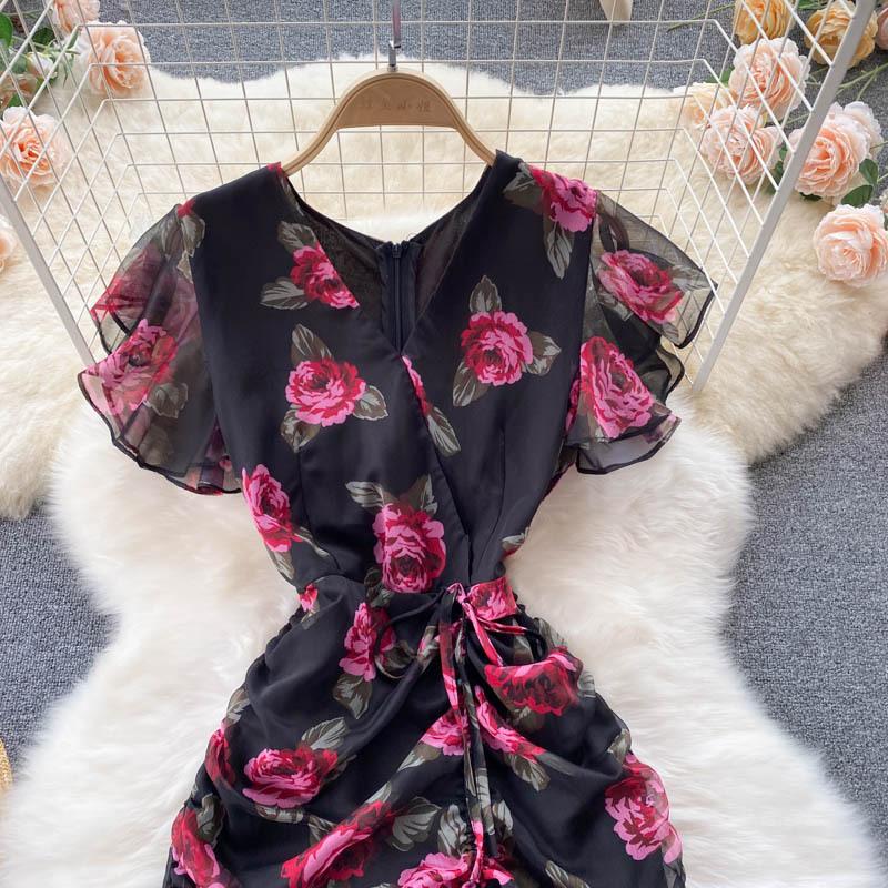 Платье с принтом Темпераментное платье с оборками и юбкой «рыбий хвост» Женское платье