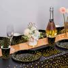 193pcs Black Gold Party Tableware, Black and Gold Dot Paper Party Tableware Set - Black and Gold Paper Plates and Cups Napkins Tablecloth etc