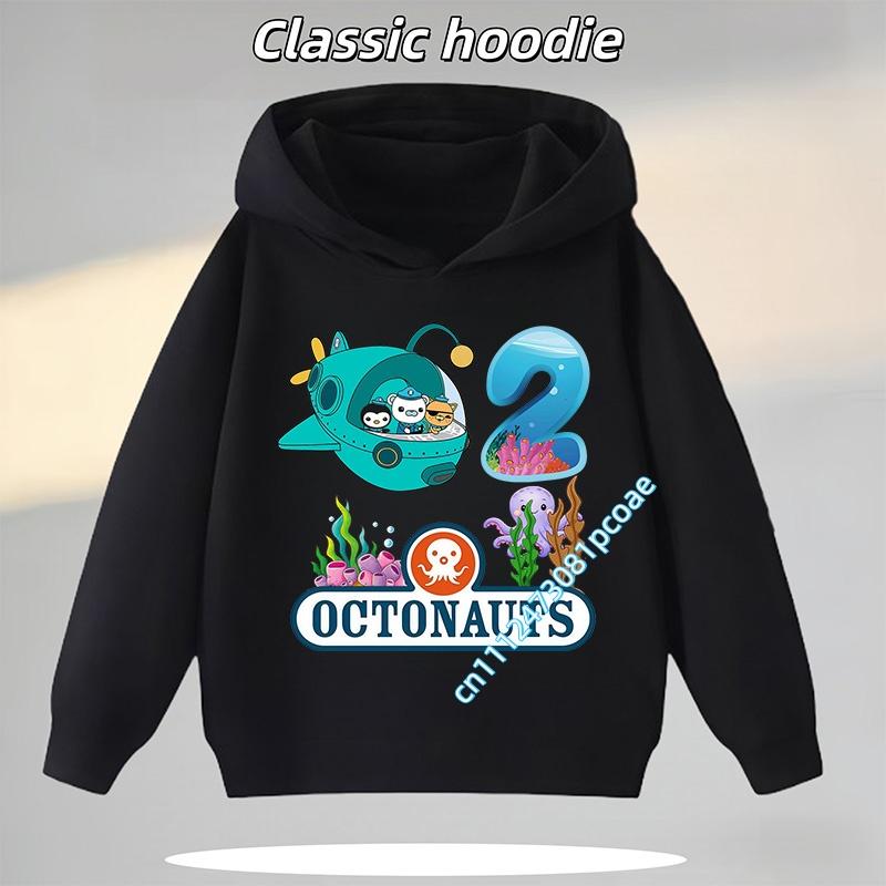 4-12Years Old Octonauts Children's Hooded Sweatshirt Boys'Sport Shirt Girls' Casual Top Digital Print Autumn/Winter Long-Sleeved
