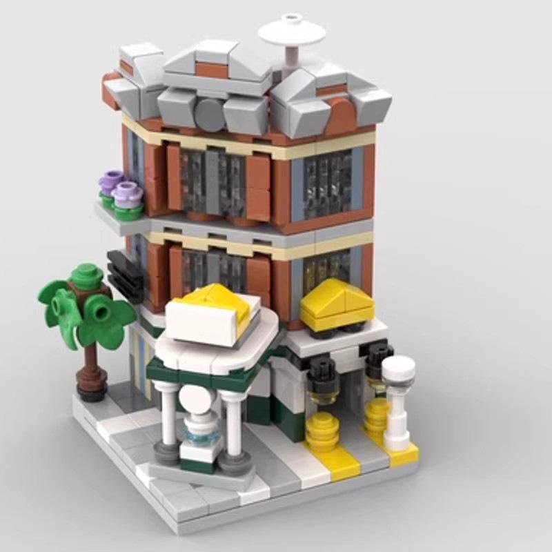 Архитектурная модель MOC Мини-город Уличная сцена Серия Уголок улицы Автосервис Сборная модель «Сделай сам» Вставляемая модель Игрушки