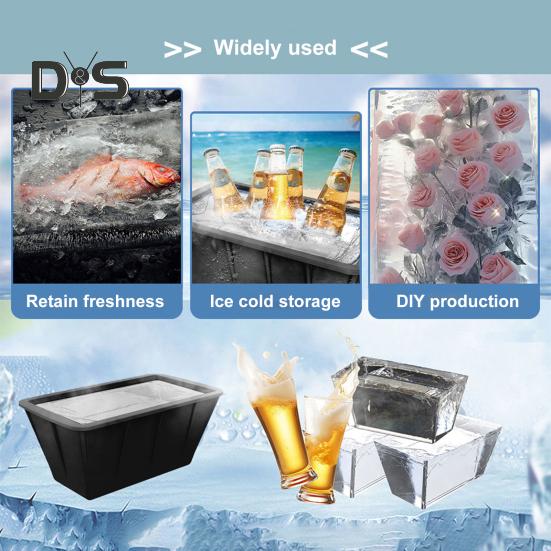 Силиконовая форма для кубиков льда, многоразовый большой лоток для кубиков льда для кулеров, поездок на пляж, формочки для блоков льда для морозильной камеры, аксессуары для ледяной ванны