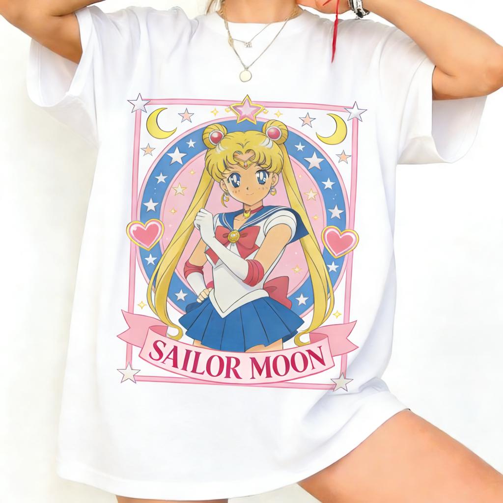Pretty Girl Warrior Anime Retro 90s Printed Tshirt Summer Mens and Womens Tshirt Street Style Casual Trendy Short Sleeve