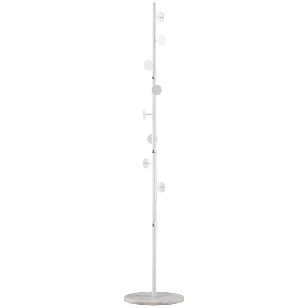 Coat Rack Free Standing Hall Tree with 8 Round Disc Hooks for Clothes, Hats,Purses, Steel Entryway Coat Stand with Marble Base for Entryway
