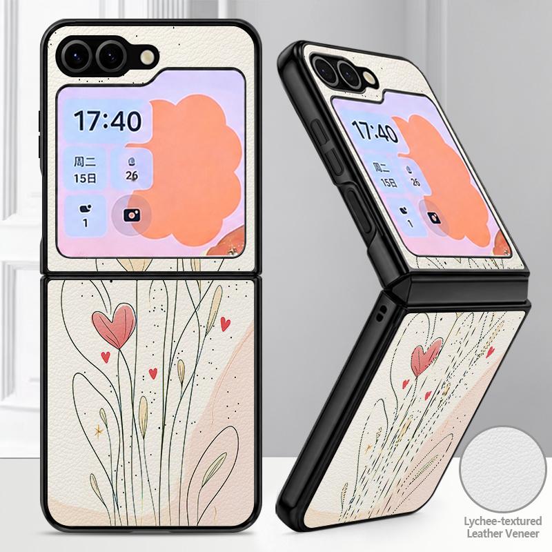 Красочный чехол-сердце с граффити для Samsung Galaxy Z Flip 8 7 6 5 Flip8 Flip7 Flip6 Роскошная кожаная накладка Жесткий чехол для складного телефона
