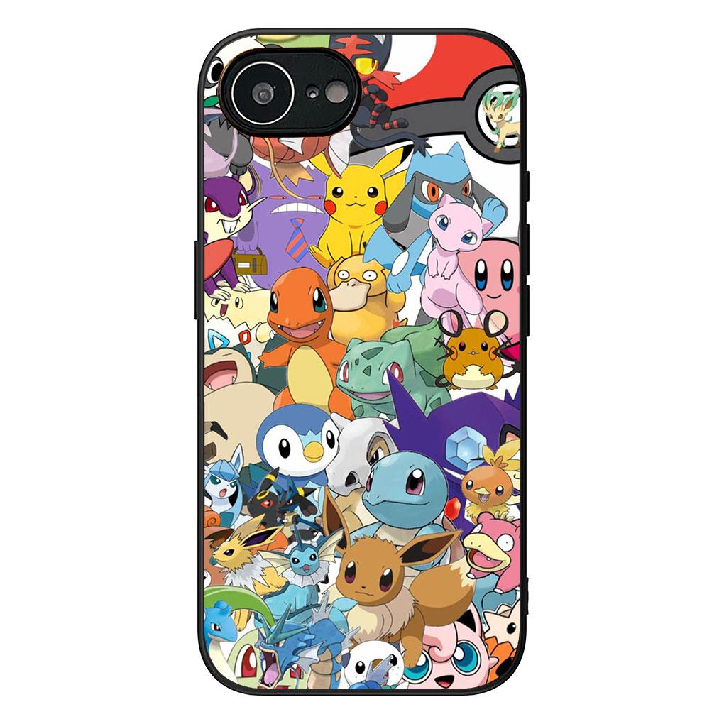 Phone Cover for Apple iPhone 13 12 Mini XS 11 Pro Max 7 8 Plus XR SE 2022 2020 SE3 Case P-Pikachus Mew P-Pokemons Mewtwo