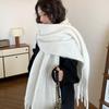 Tassel Wool Scarf Plush Long Shawl Retro Winter Cashmere Scarves  Autumn Winter