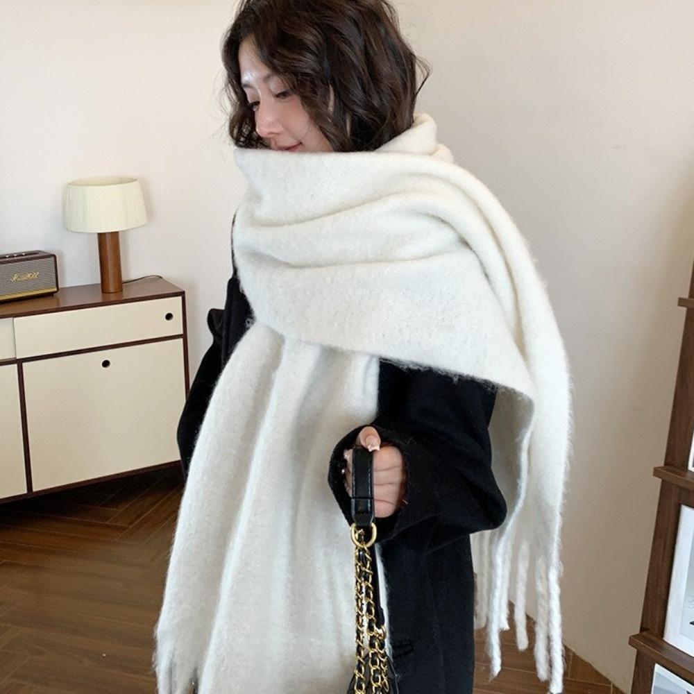 Tassel Wool Scarf Plush Long Shawl Retro Winter Cashmere Scarves Autumn Winter