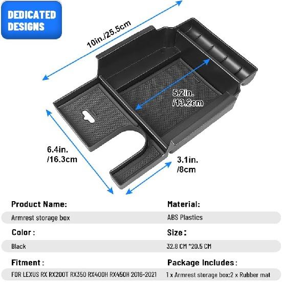 GZYF подлокотник, дополнительный ящик для хранения, поддон для перчаток, органайзер для центральной консоли, лоток для Lexus 2016 2017 2018 2019 2020 2021 2022 RX RX200t RX350