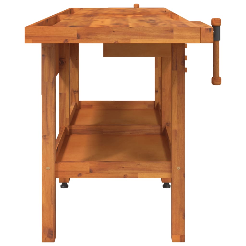 Workbench with Drawers and Bench Vises 192 x 62 x 83 cm Acacia Wood