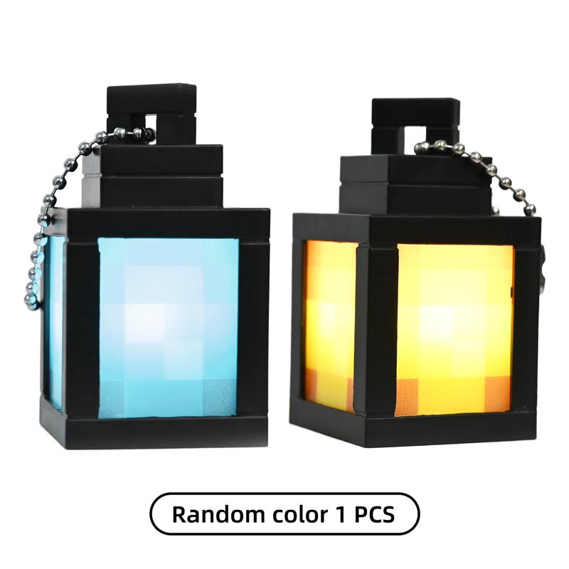 Pixel Style Lantern Night Creative Mc Game Peripheral Backpack Pendant Rechargeable Night Light Bedroom Ornament Office Toys