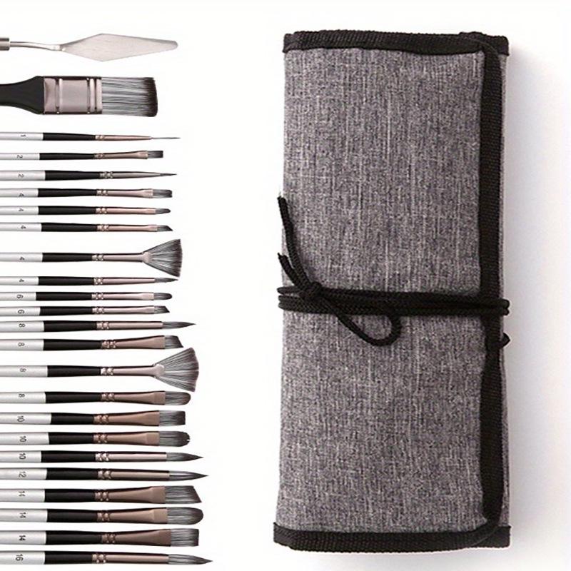 Набор из 24 кистей для масляной живописи на холсте с нейлоновыми серебристо-серыми ручками для гуаши и акварели